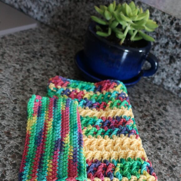 Multicolored Crochet Dish Drying Mats 100% Cotton Kitchen - Picture 14 of 15